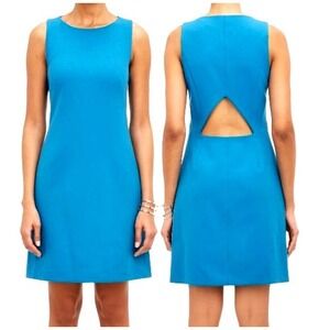 THEORY NWT Size 8 Jemania Cyan Blue Wool Sleeveless Mini Dress Career Party Chic